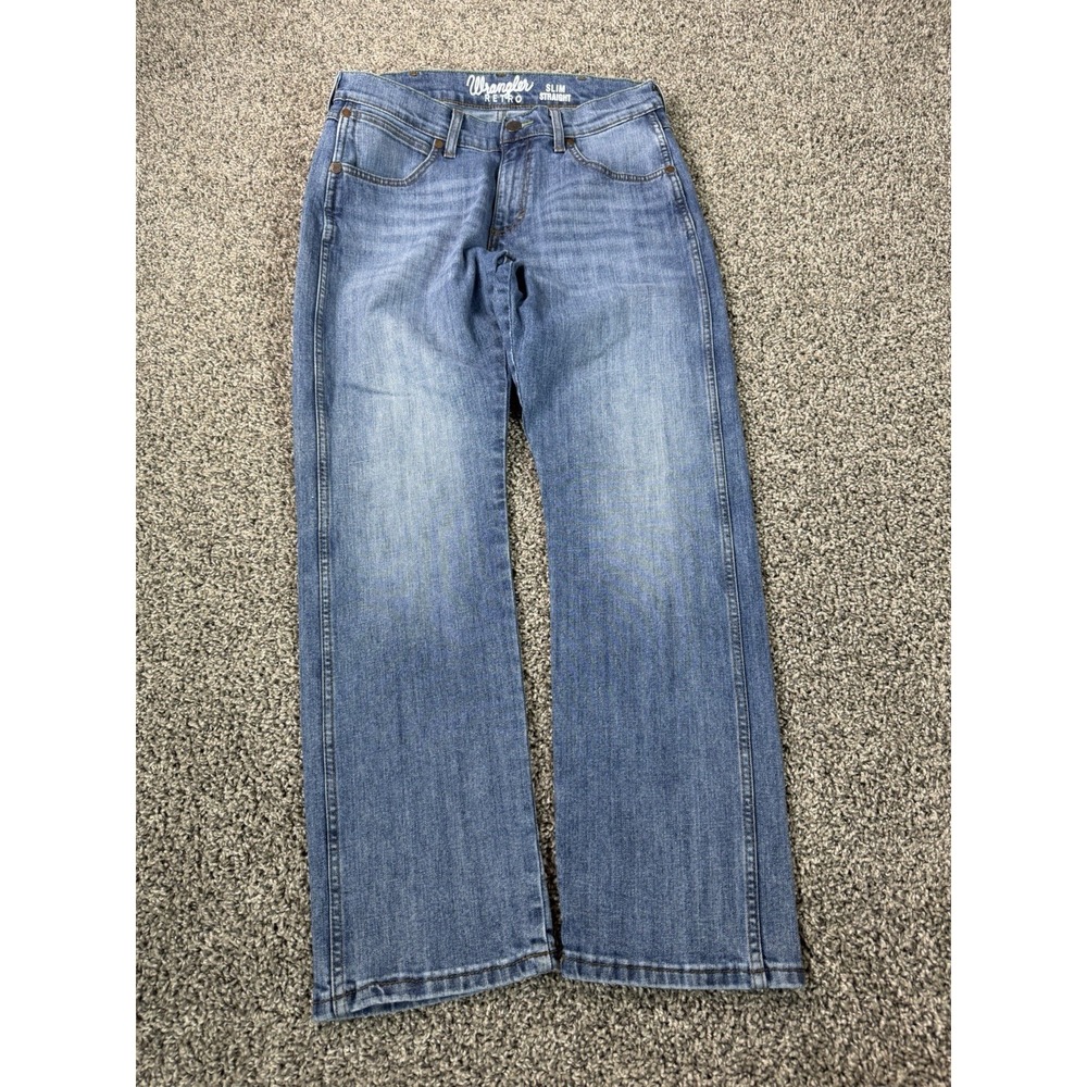 Wrangler Retro Slim Straight Jeans Men's 30X28 Blue Workwear